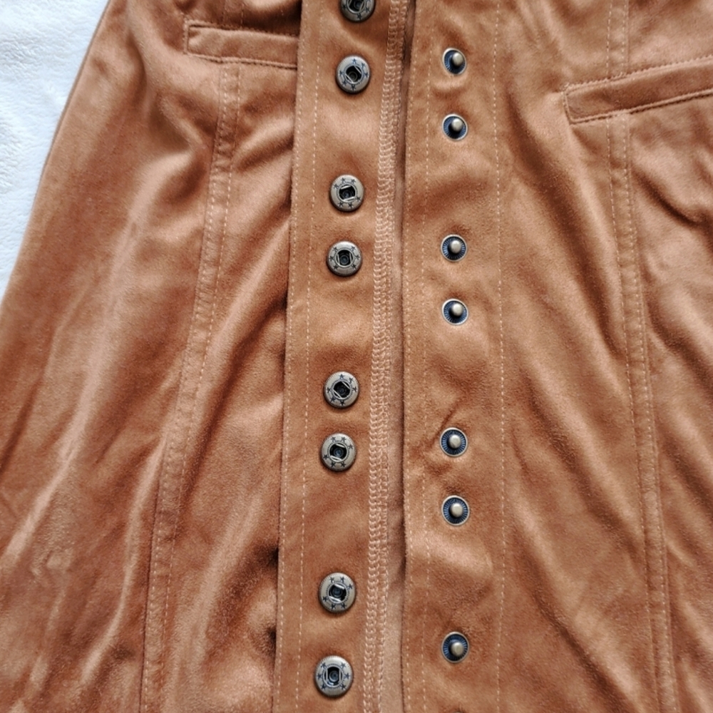 SUPER Soft Y2K buttery Faux Suede Camel Skater Skirt- XS - Picture 12 of 16